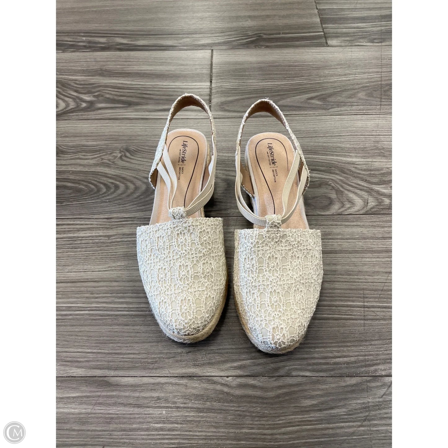 Sandals Heels Wedge By Life Stride In Cream, Size: 7