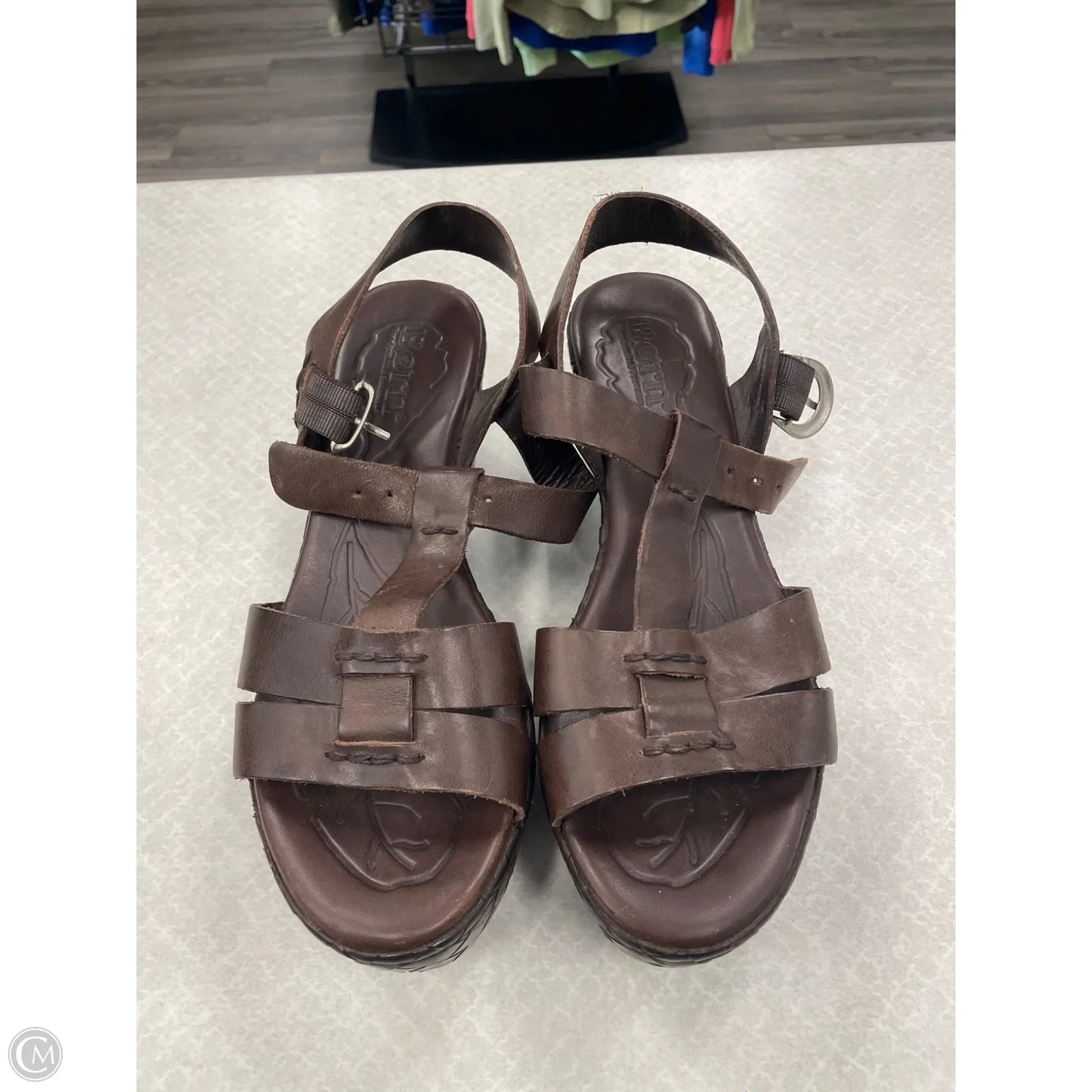 Sandals Heels Wedge By Born In Brown, Size: 8