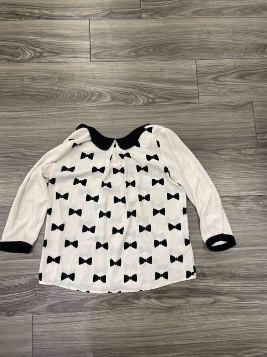 Blouse Long Sleeve By Lc Lauren Conrad In Black & White, Size: S