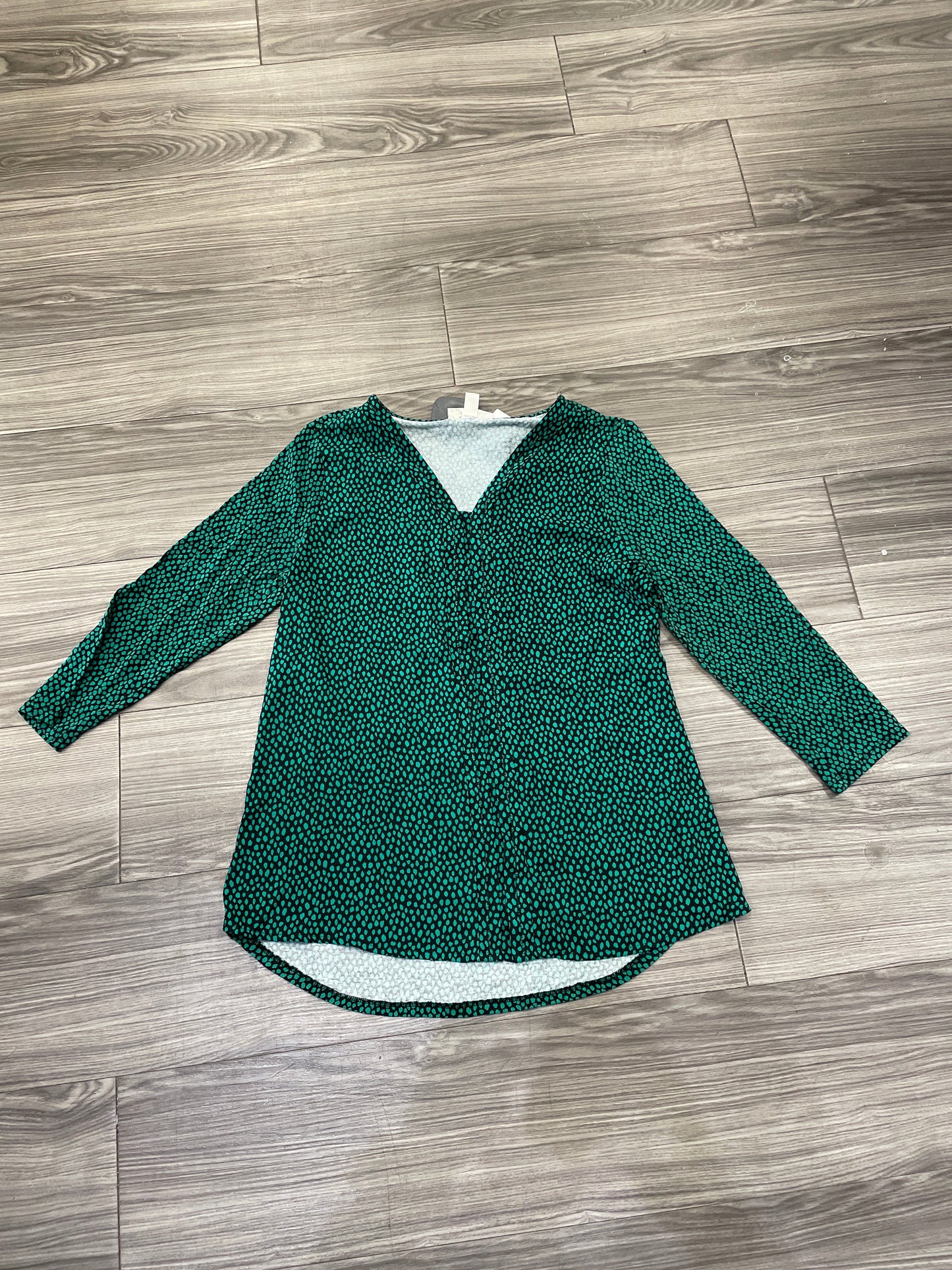Top Long Sleeve By Dana Buchman In Black & Green, Size: M