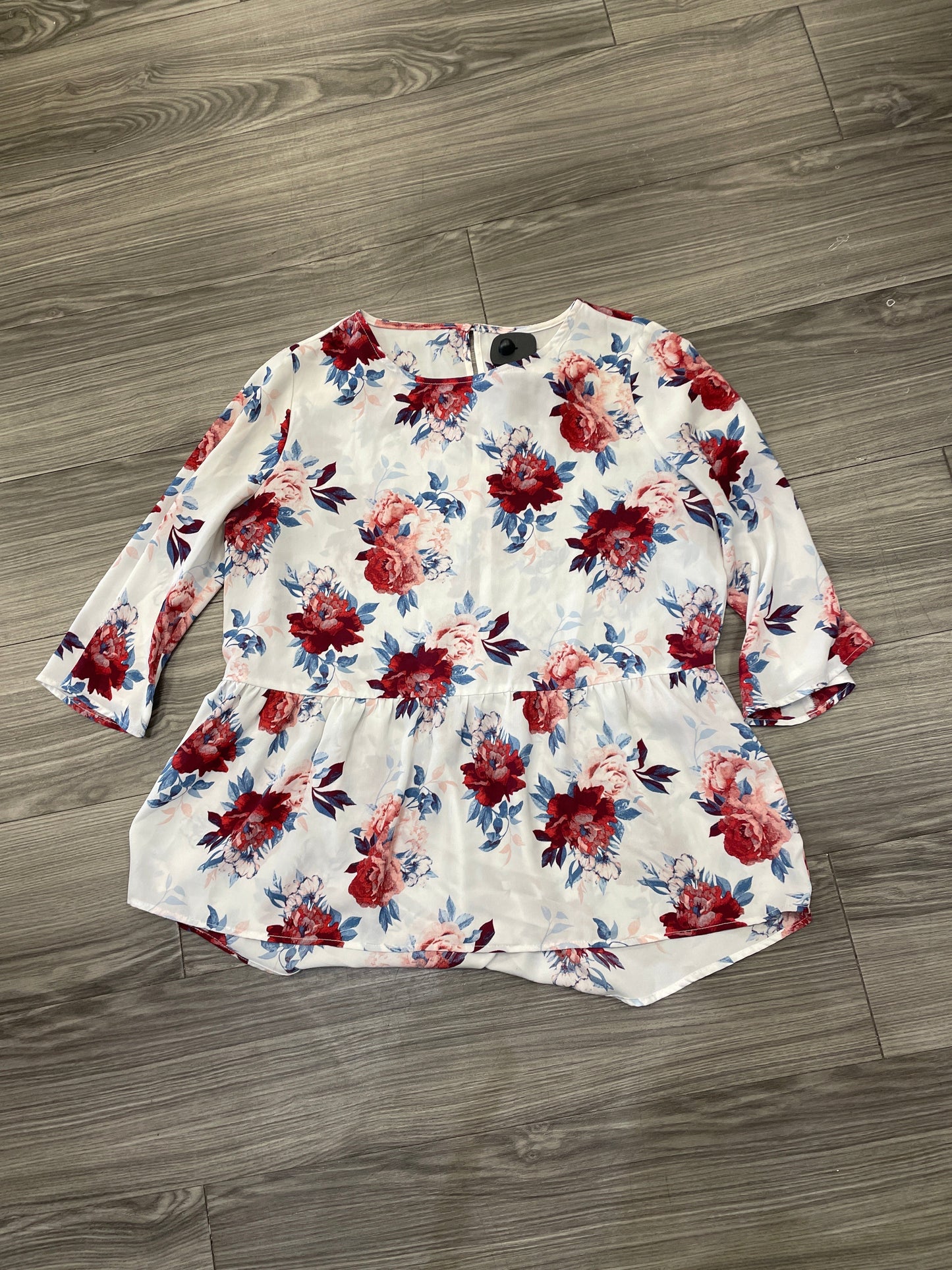 Top 3/4 Sleeve By Faded Glory In Floral Print, Size: M