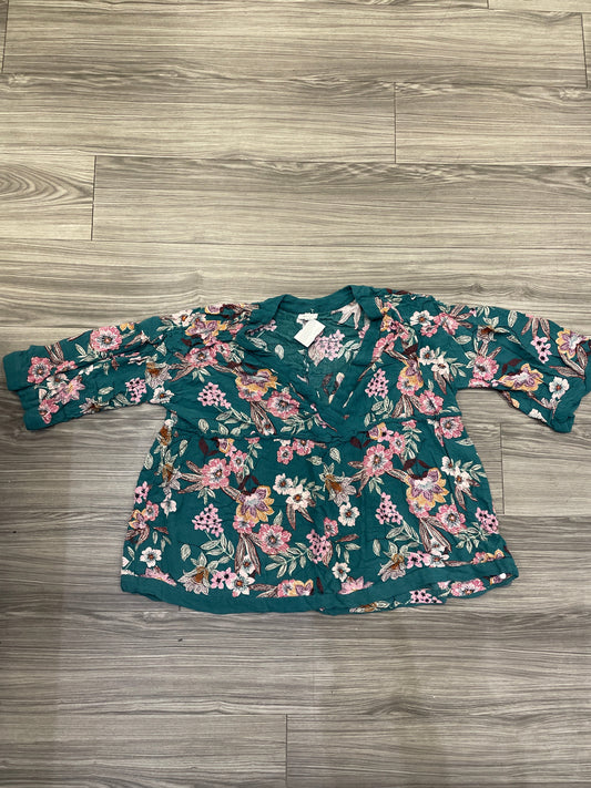 Top 3/4 Sleeve By Maurices In Floral Print, Size: Xl