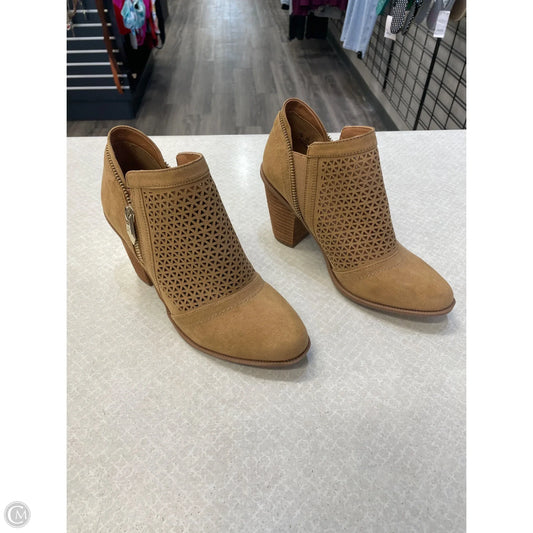 Boots Ankle Heels By Fergie In Beige, Size: 7.5