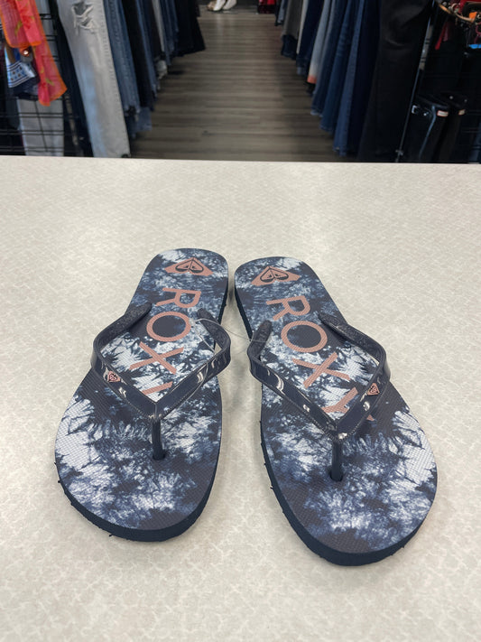 Blue Sandals Flip Flops Roxy, Size 8