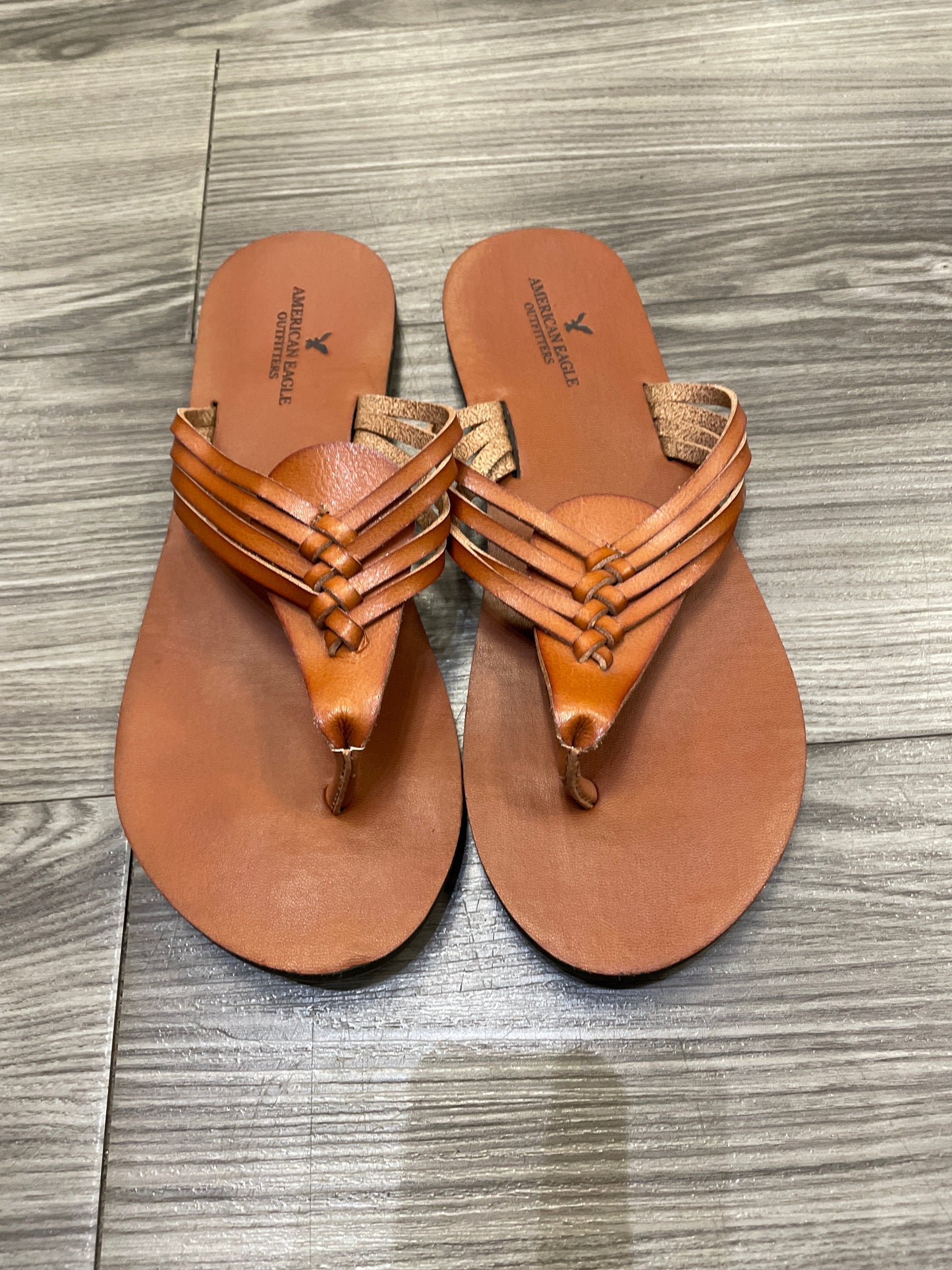 Brown Sandals Flip Flops American Eagle, Size 9