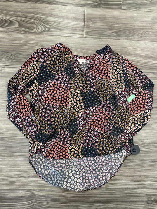 Floral Print Top Long Sleeve Loft, Size M