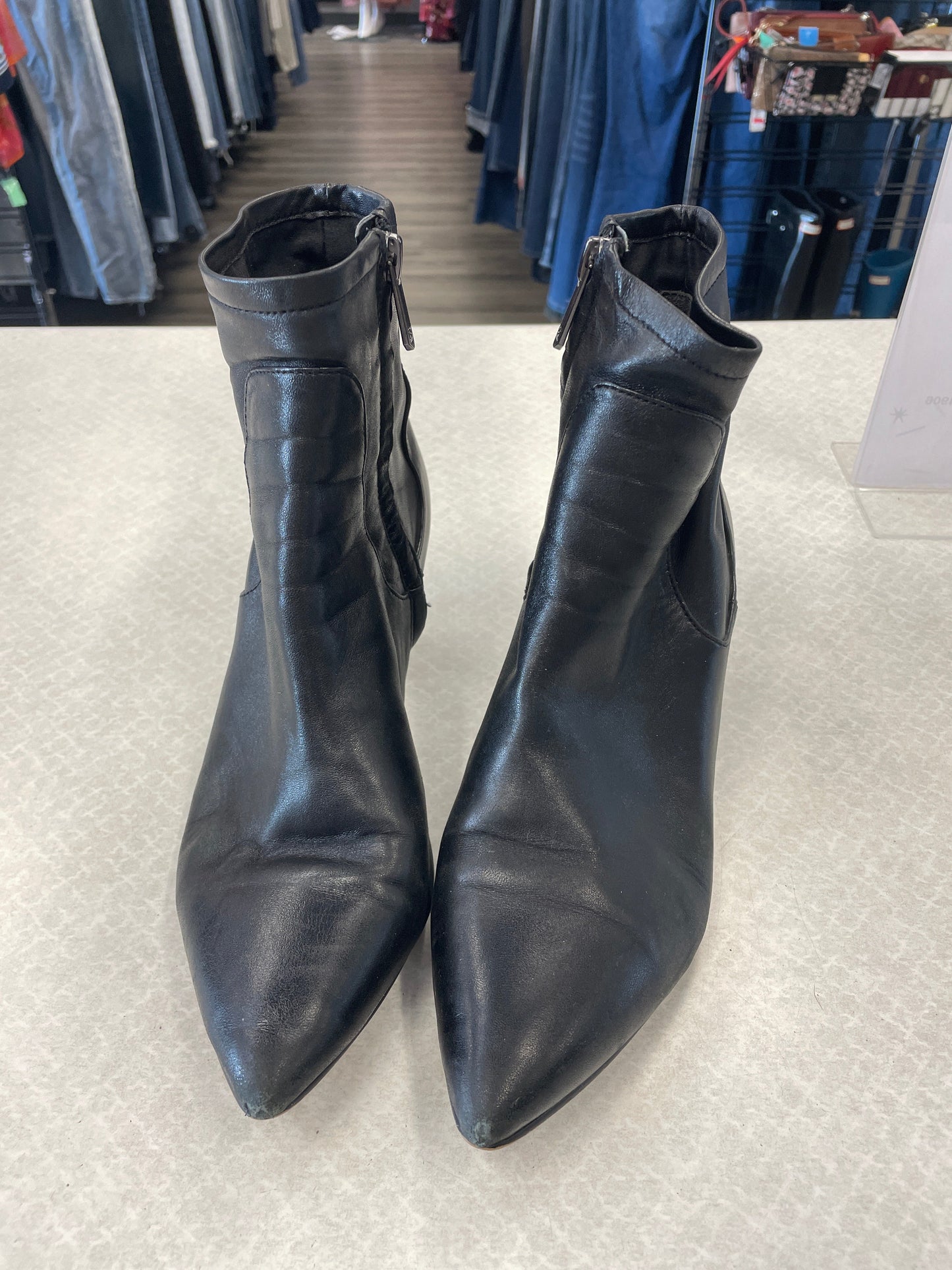 Black Boots Ankle Heels Sam Edelman, Size 6.5