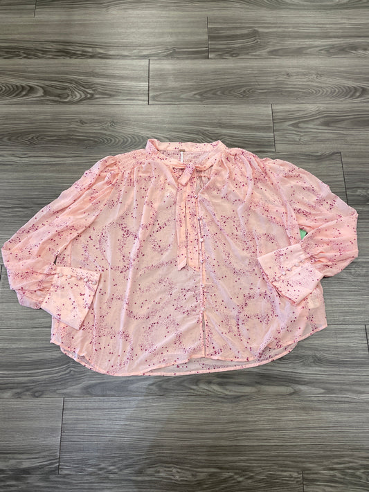 Pink Blouse Long Sleeve Free People, Size Xl