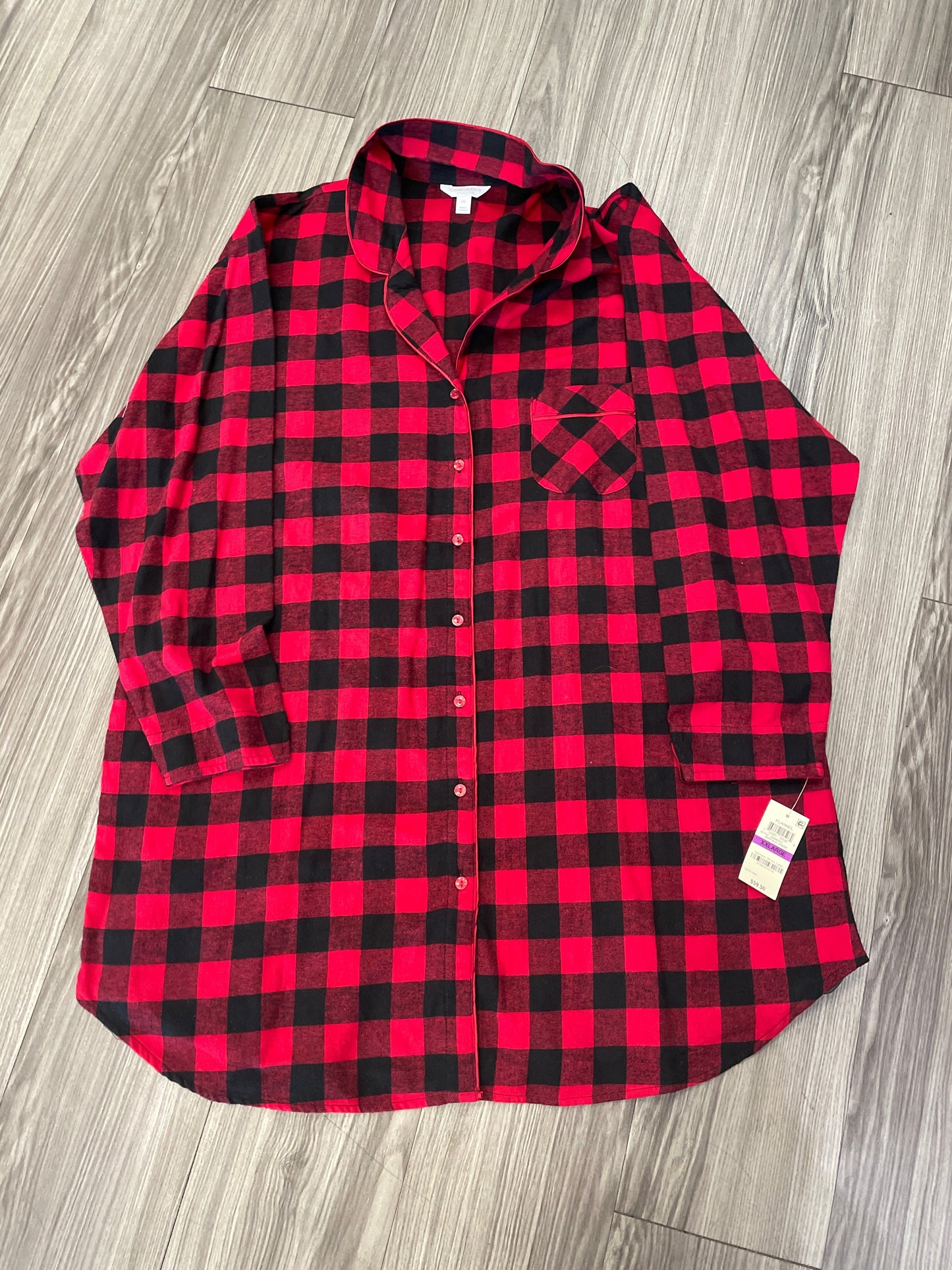 Plaid Pattern Top Long Sleeve Charter Club, Size Xxl