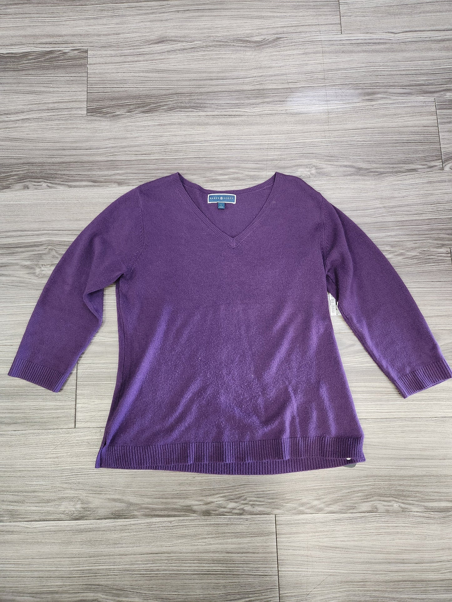 Sweater By Karen Scott In Purple, Size: L