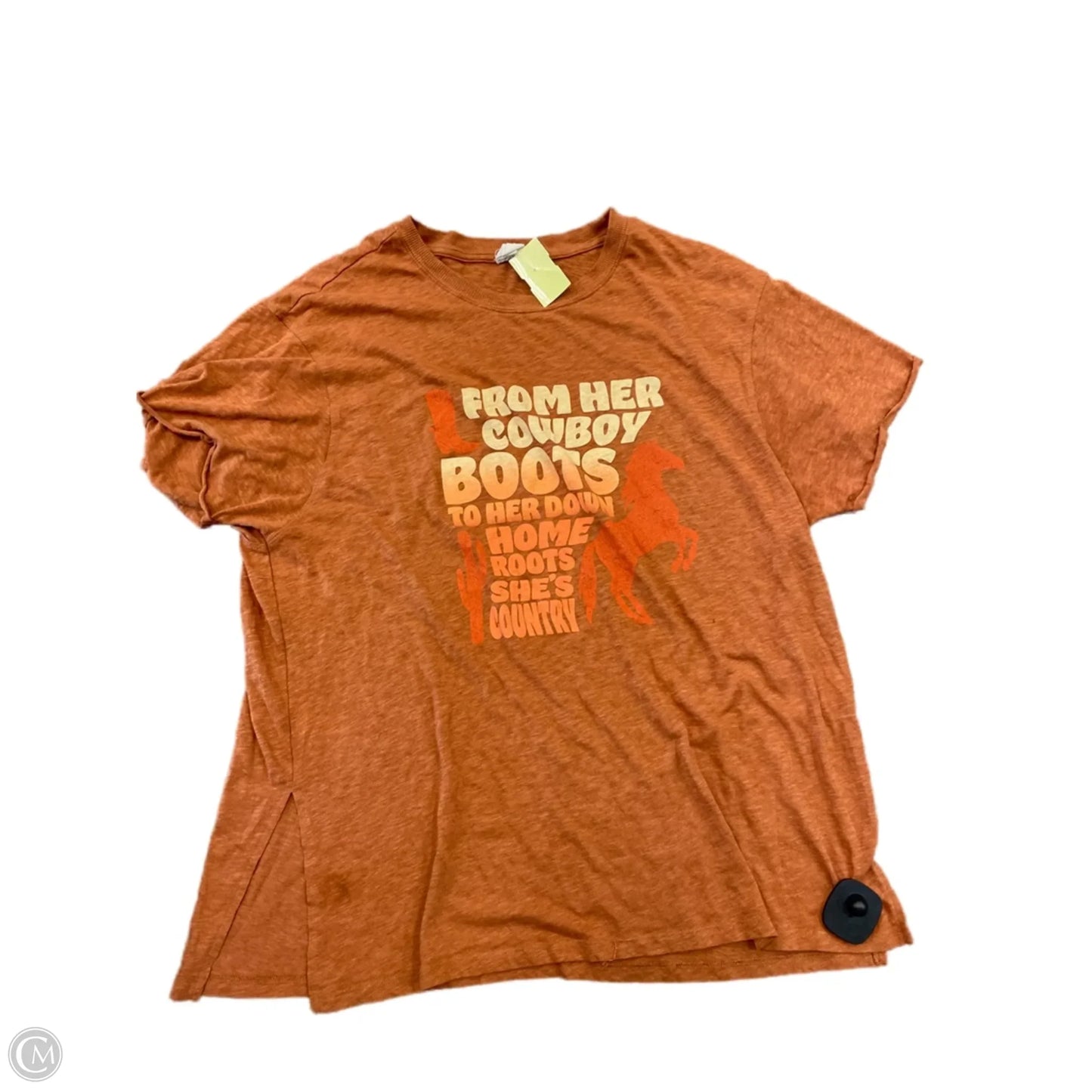 Top Short Sleeve By Cmc In Orange, Size: L