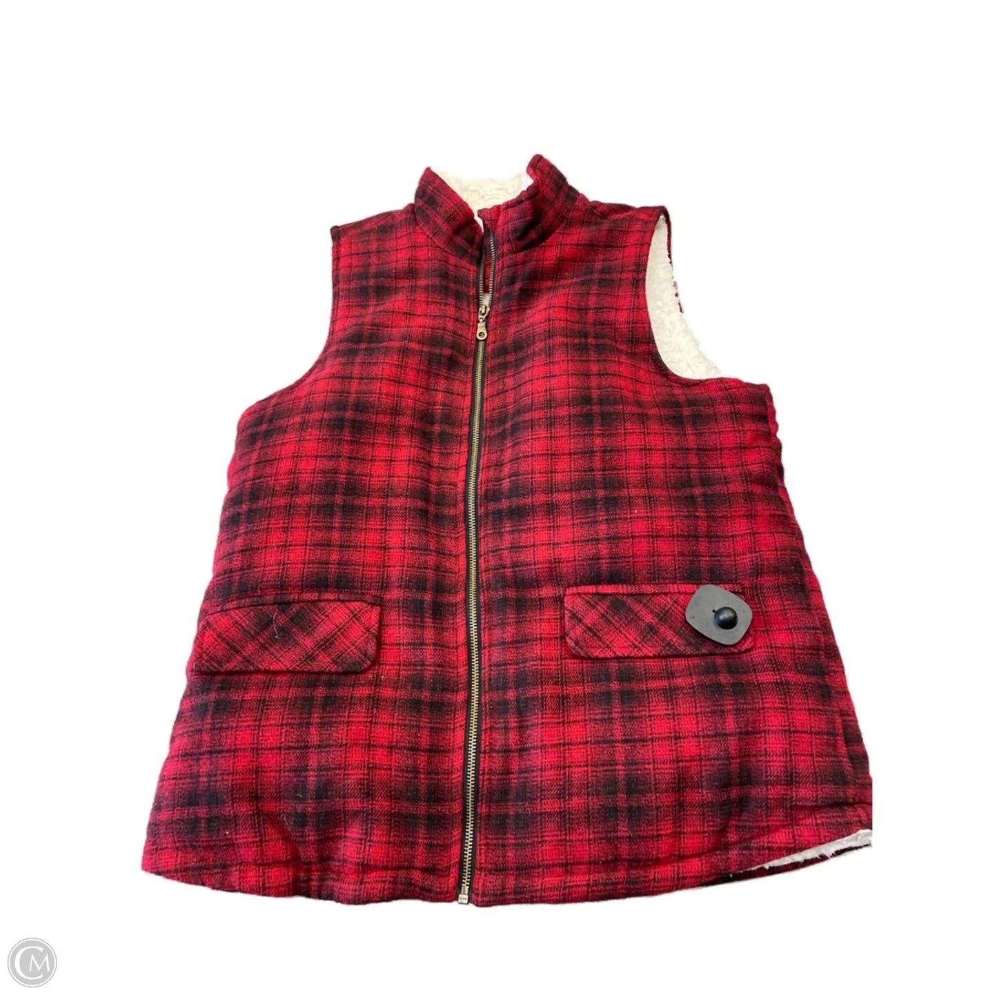 Vest Faux Fur & Sherpa By Maurices In Plaid Pattern, Size: M