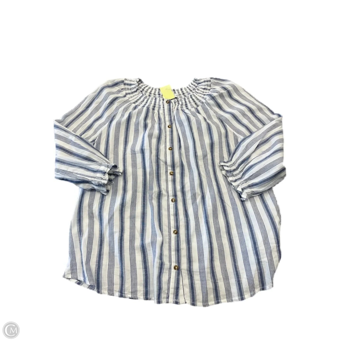 Blouse Long Sleeve By Croft And Barrow In Striped Pattern, Size: M