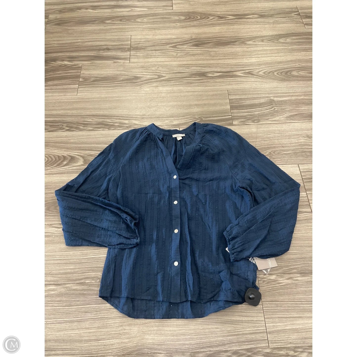 Blouse Long Sleeve By Falls Creek In Navy, Size: M