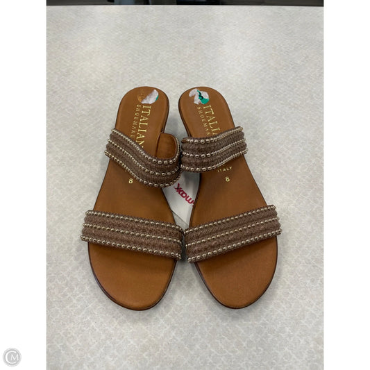 Sandals Heels Wedge By Italian Shoemakers In Brown, Size: 8