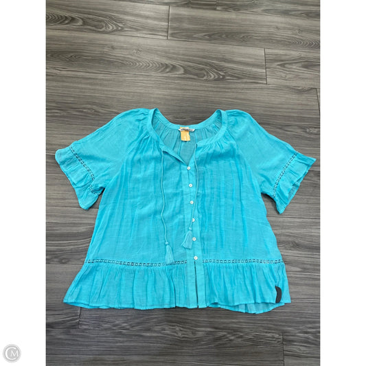 Top Short Sleeve By Zac And Rachel In Blue, Size: 1x