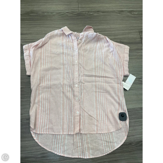 Top Short Sleeve By Time And Tru In Pink & White, Size: M