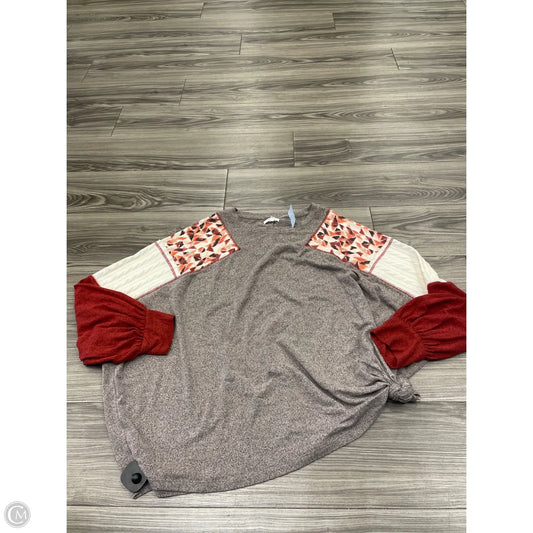 Top Long Sleeve By Maurices In Grey & Red, Size: 2x