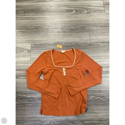 Top Long Sleeve By Hem & Thread In Orange, Size: L