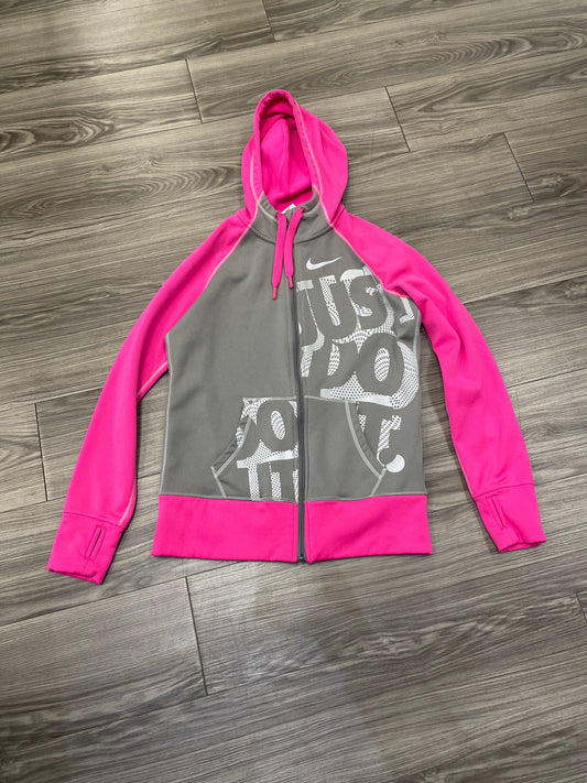 Athletic Jacket By Nike In Grey & Pink, Size: M