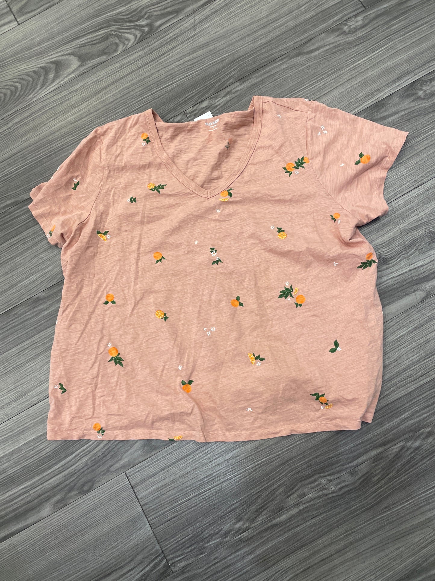 Top Short Sleeve Basic By Old Navy In Peach, Size: Xl