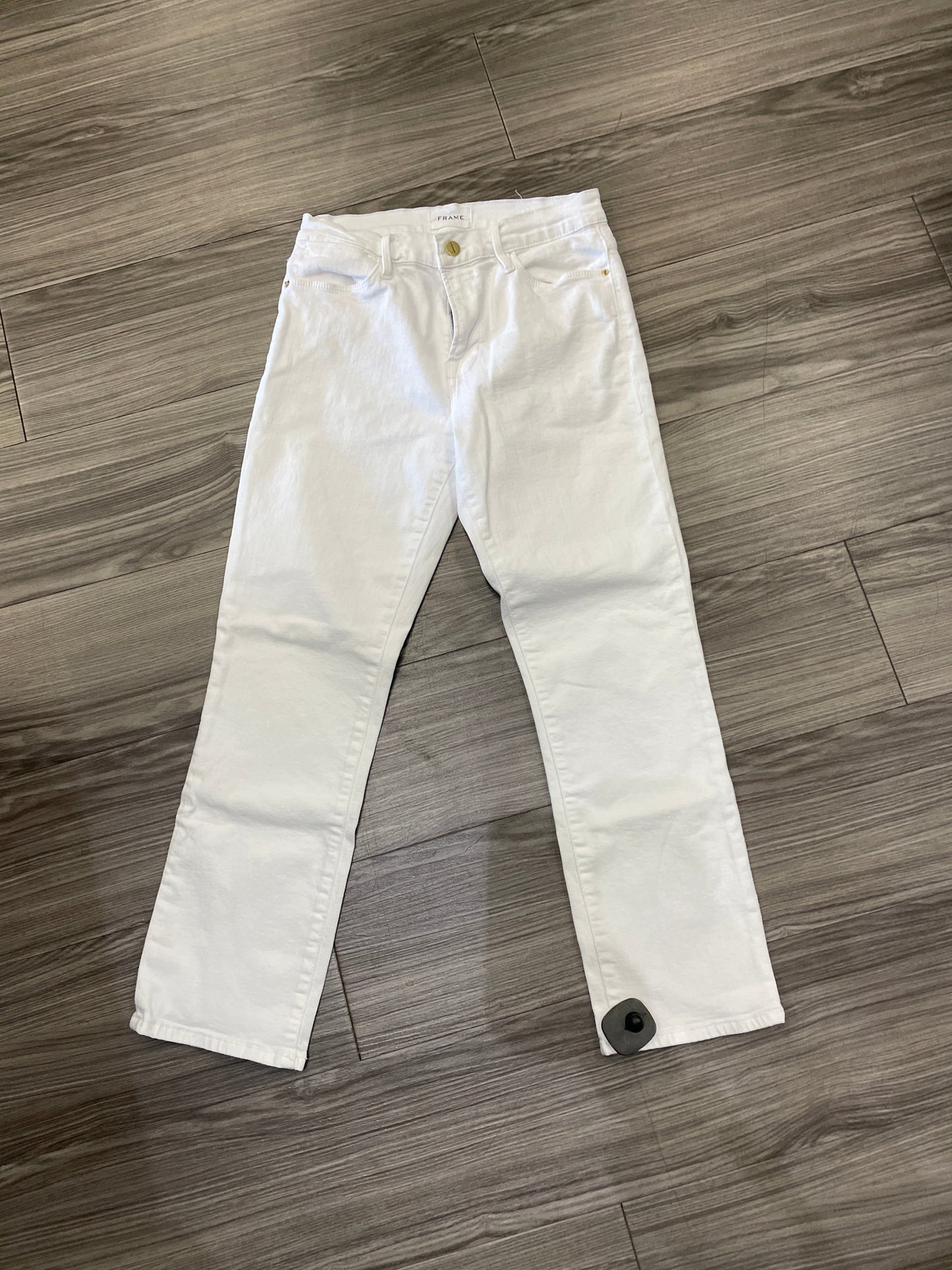 Jeans Straight By Frame In White, Size: 6