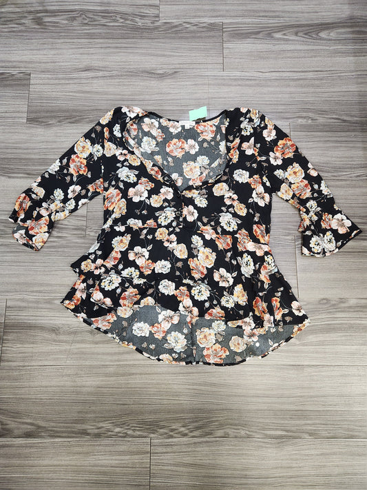 Top Long Sleeve By Ophelia Roe In Floral Print, Size: L