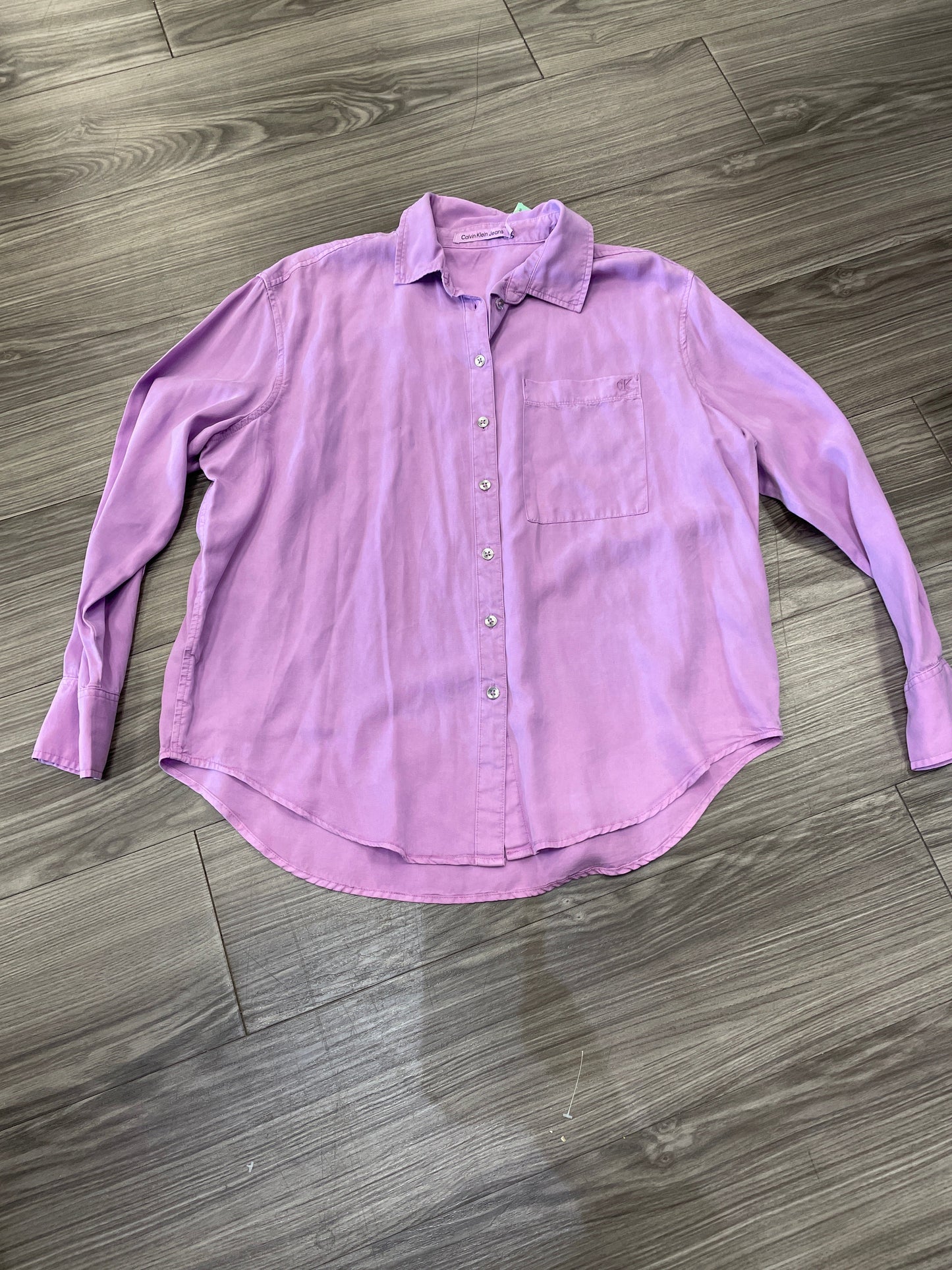 Top Long Sleeve By Calvin Klein In Purple, Size: S