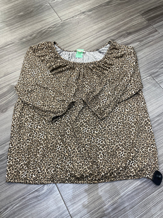 Blouse 3/4 Sleeve By Michael By Michael Kors In Animal Print, Size: 2x