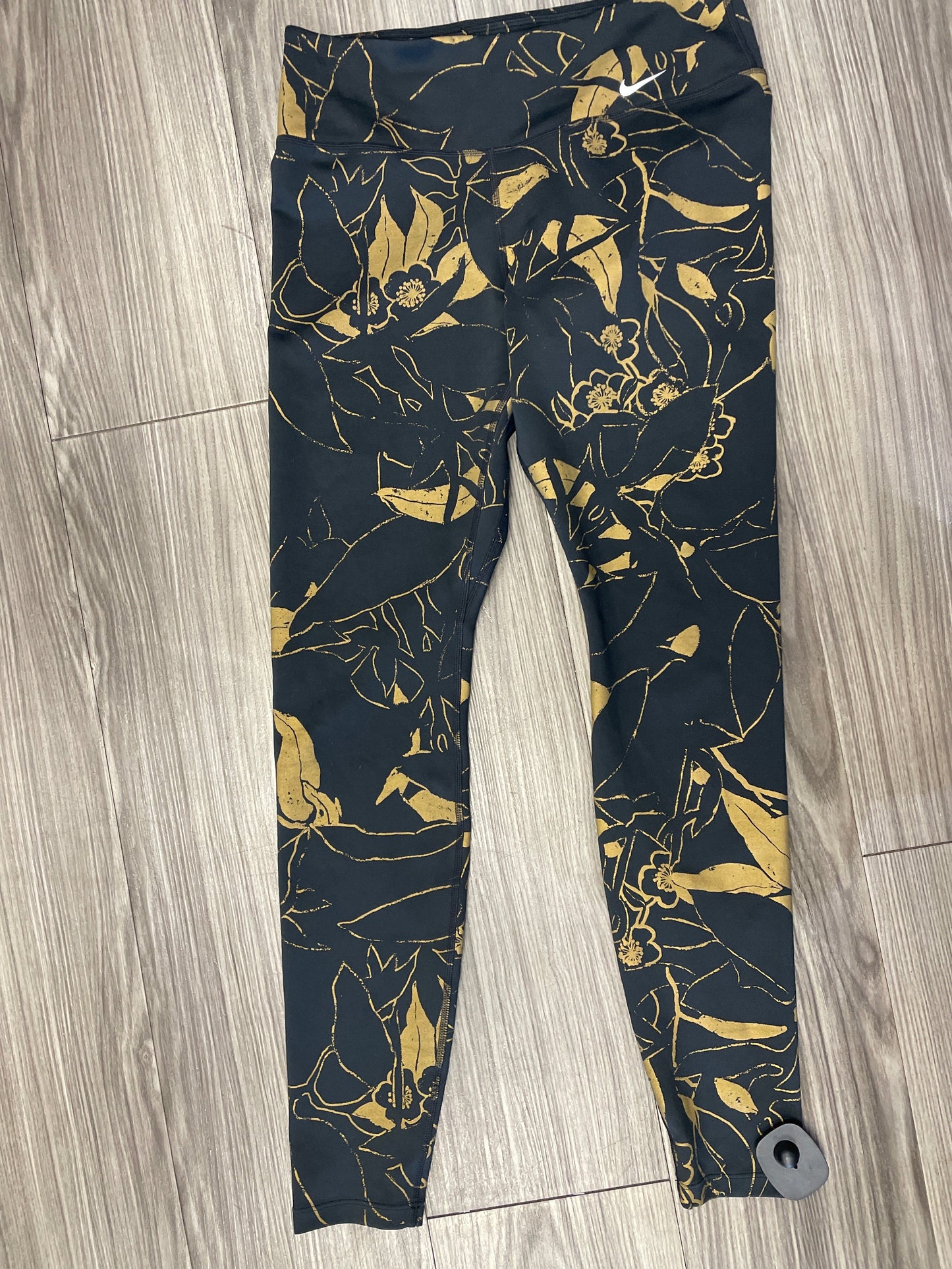 Athletic Leggings By Nike In Black & Gold, Size: M