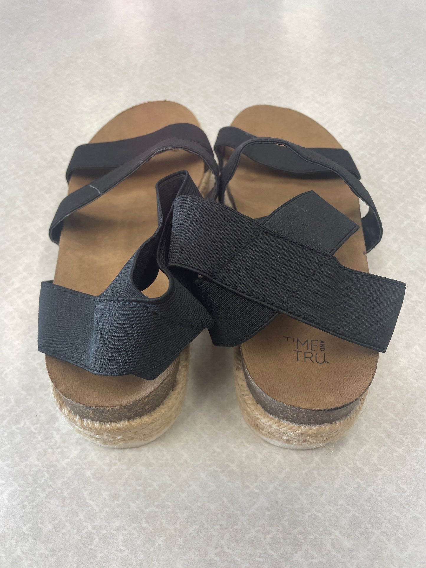 Sandals Flats By Time And Tru In Black, Size: 9