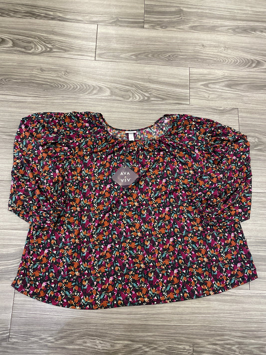 Floral Print Top Long Sleeve Ava & Viv, Size 2x