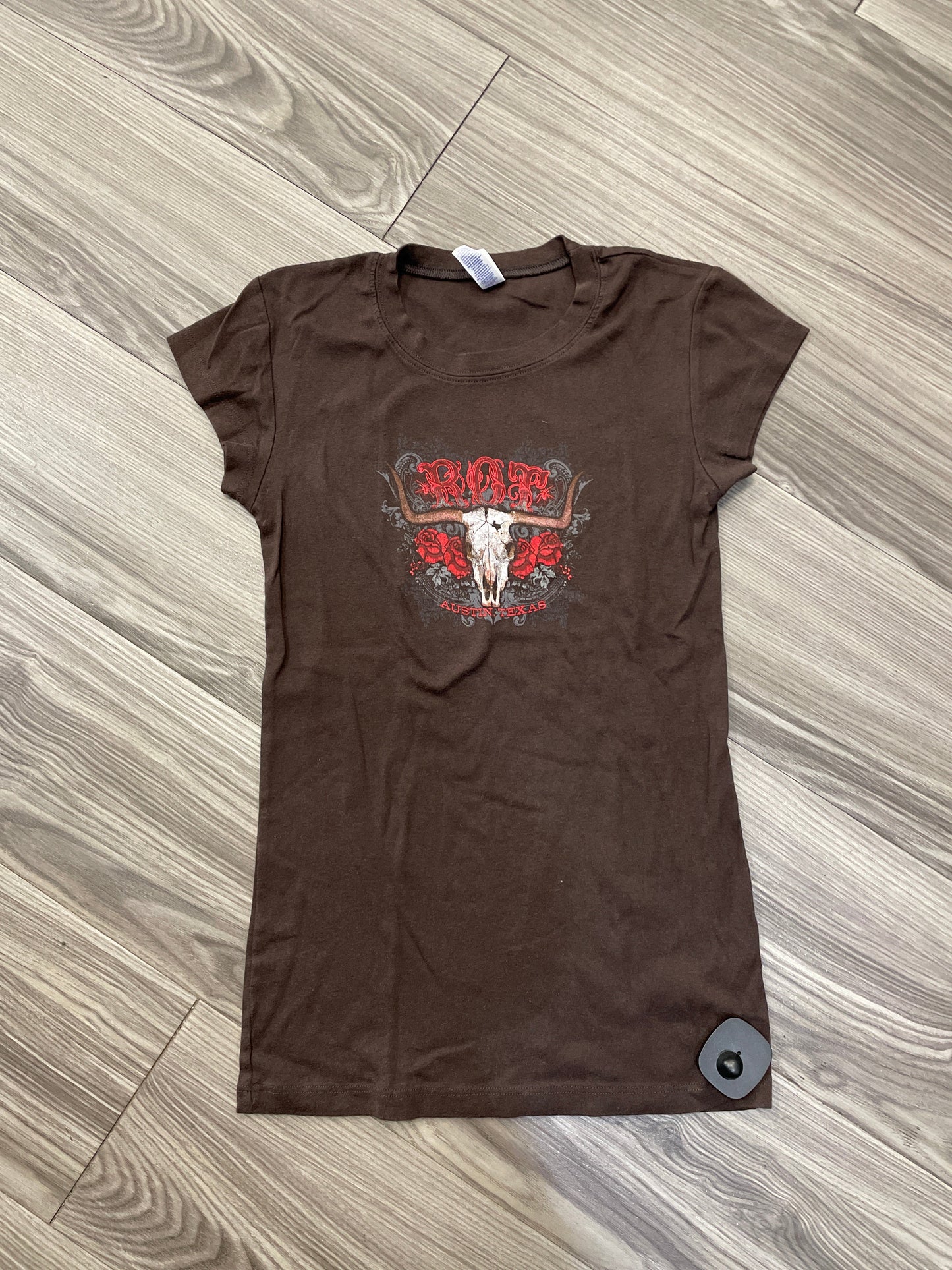 Top Short Sleeve By Bella + Canvas In Brown, Size: L