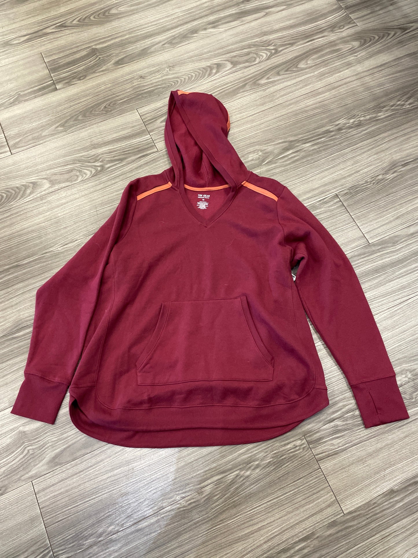 Sweatshirt Hoodie By Tek Gear In Red, Size: 1x