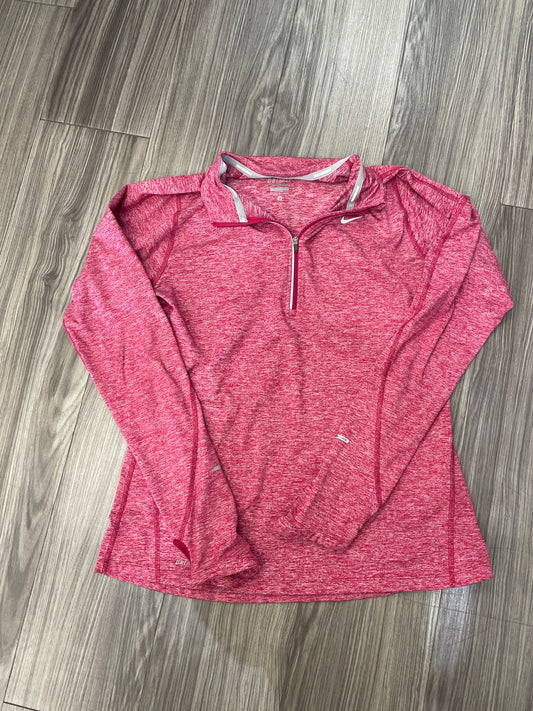 Athletic Top Long Sleeve Collar By Nike In Red, Size: M