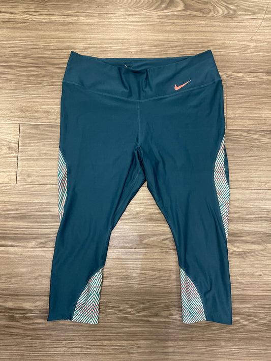 Athletic Leggings Capris By Nike In Teal, Size: 1x