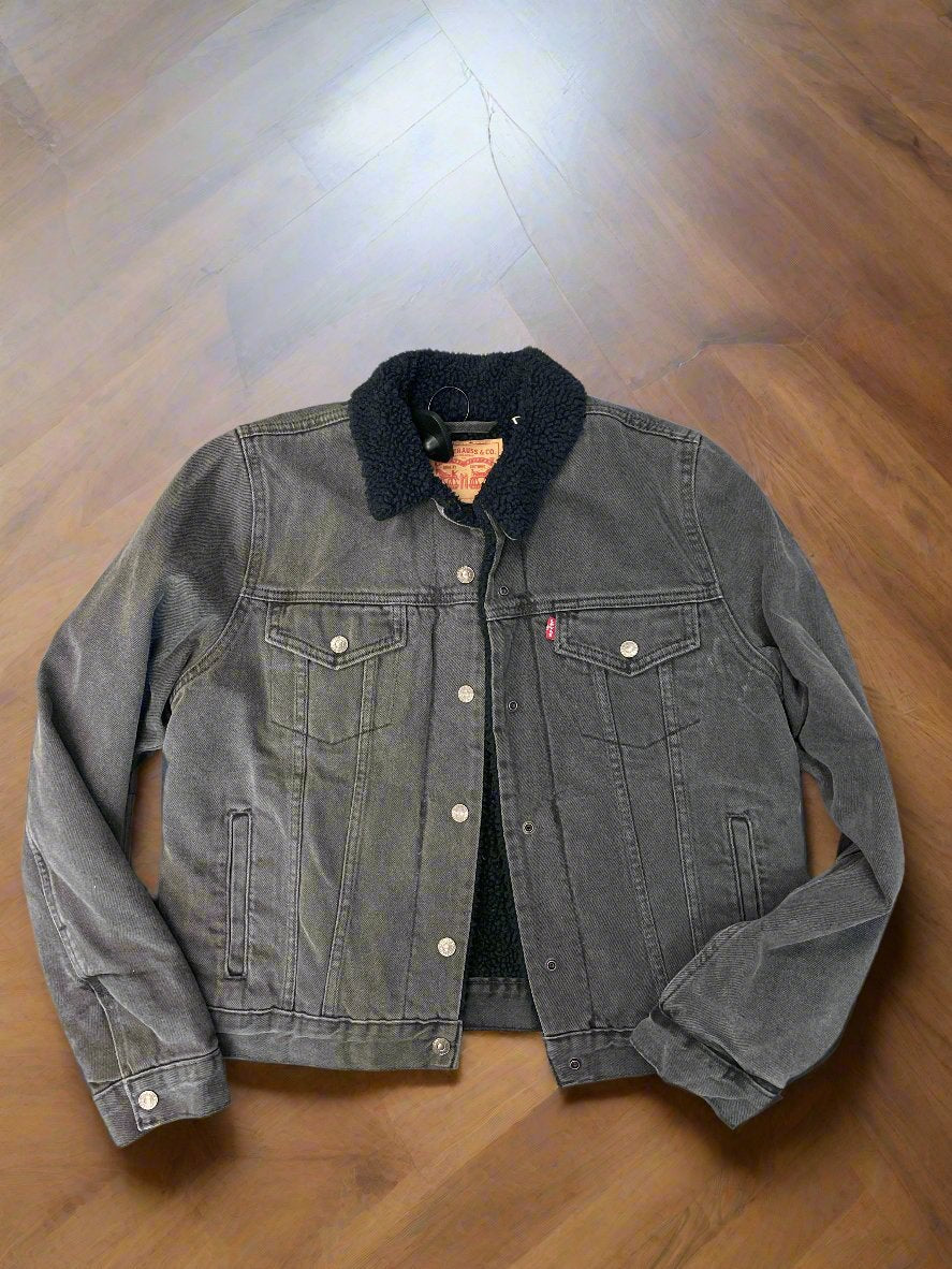 Jacket Denim By Levis In Black, Size: L