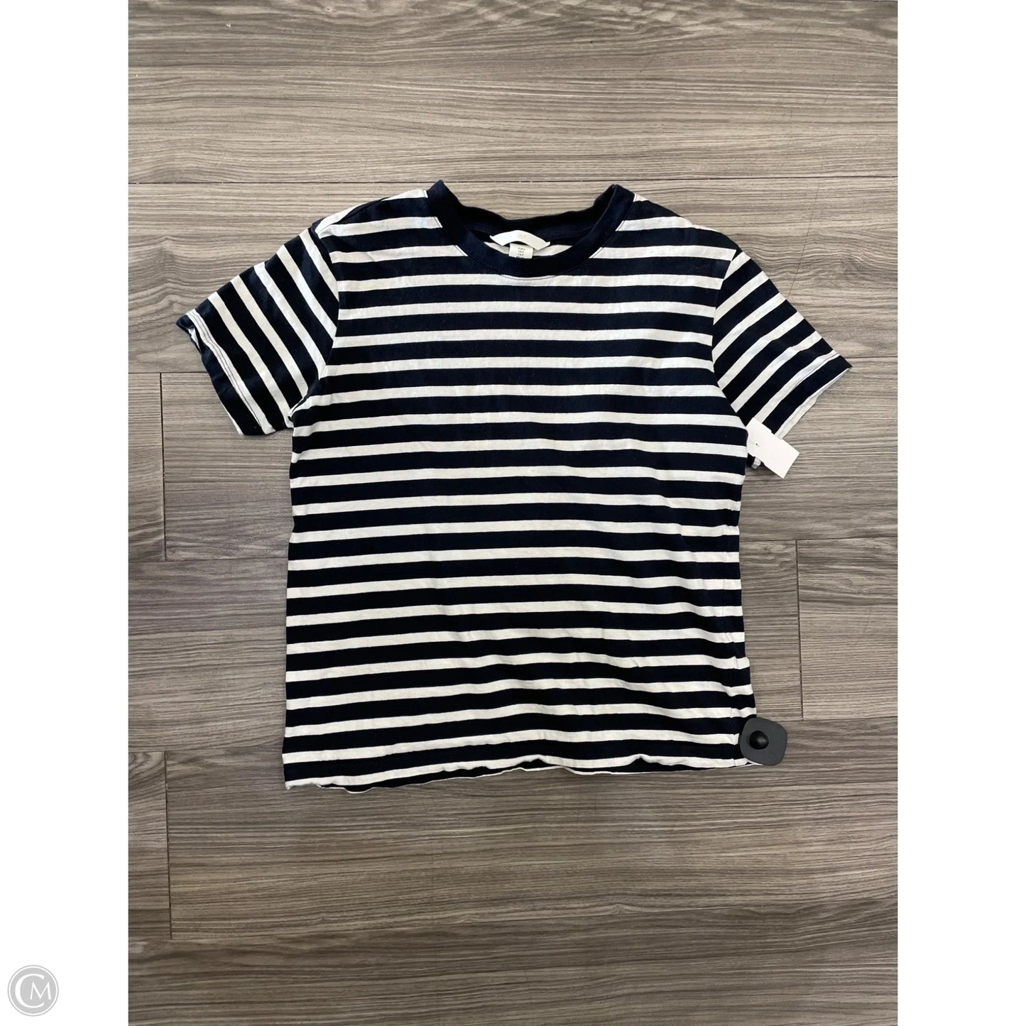 Top Short Sleeve By H&m In Striped Pattern, Size: S