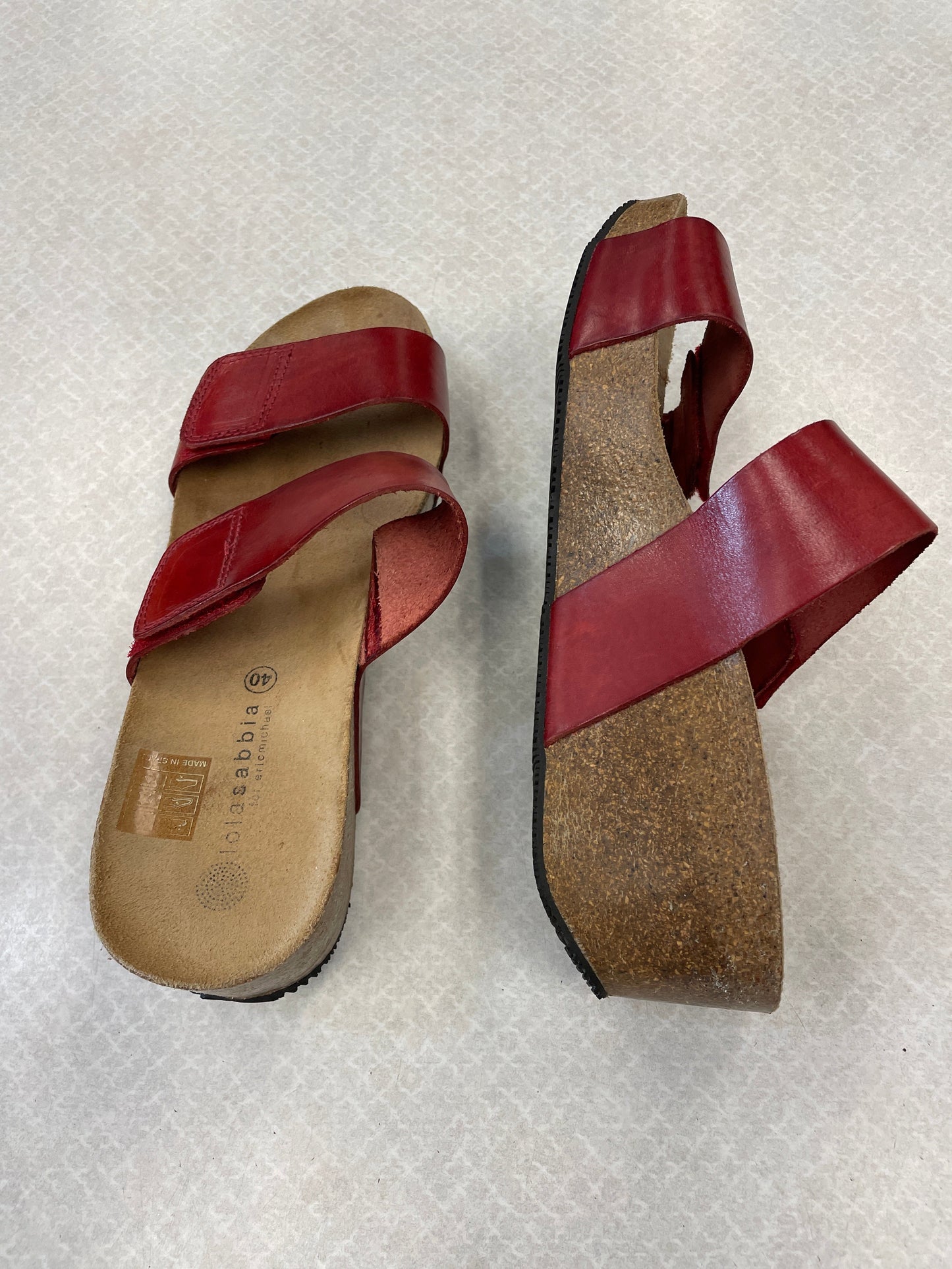 Red Sandals Heels Wedge Clothes Mentor, Size 9