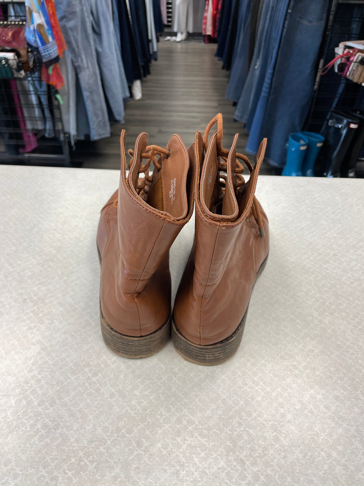 Brown Boots Leather Bamboo, Size 10