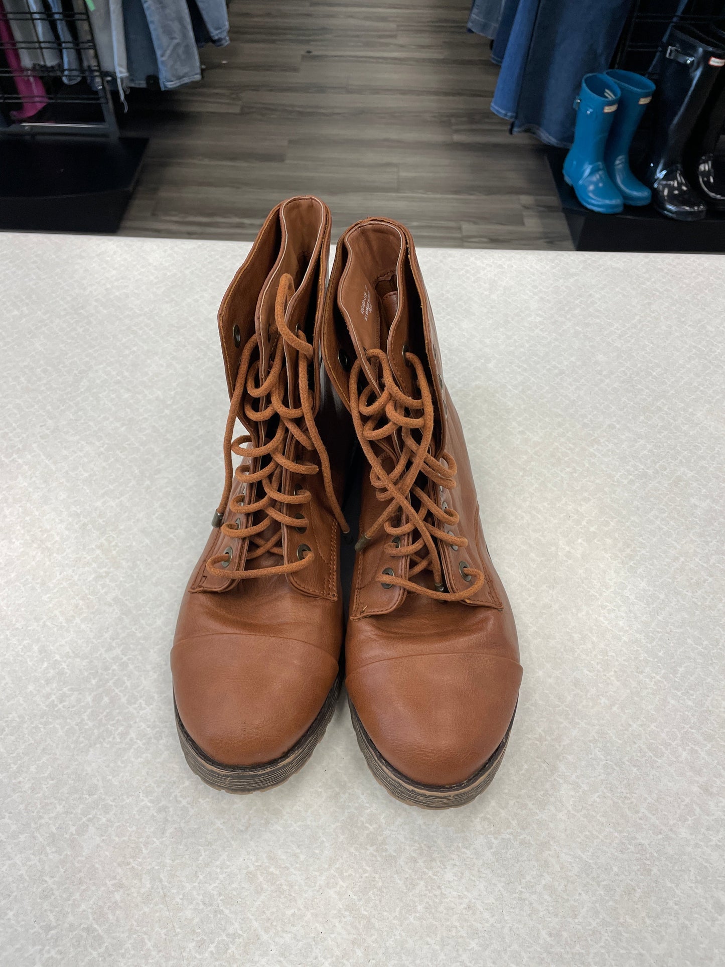 Brown Boots Leather Bamboo, Size 10