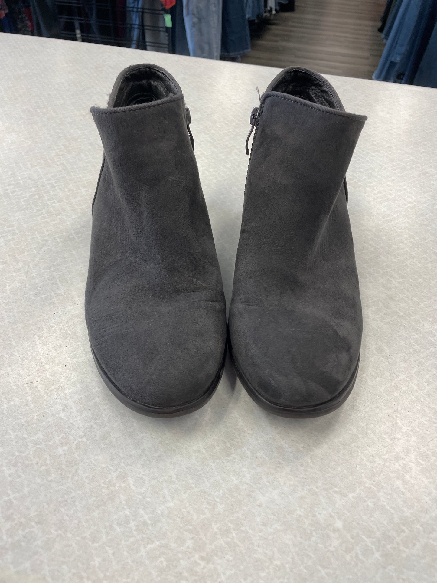 Grey Boots Ankle Heels Xappeal, Size 8.5