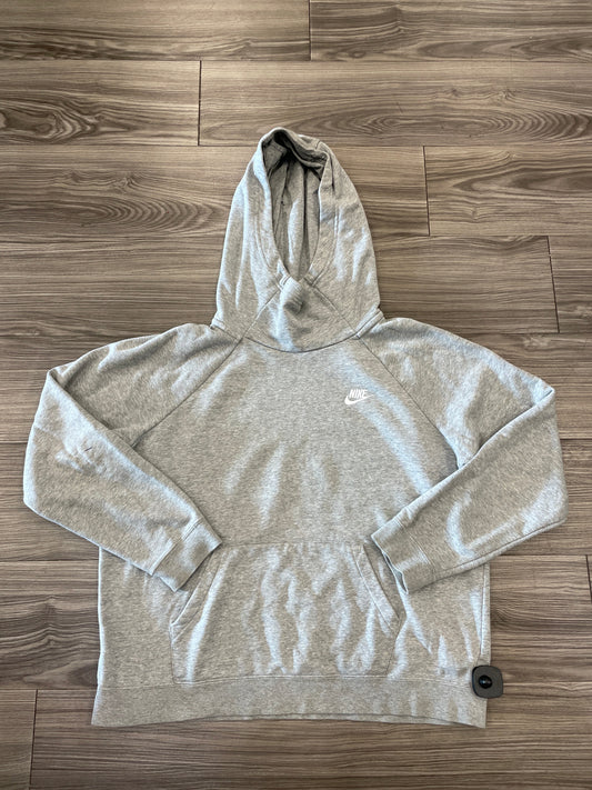 Athletic Sweatshirt Hoodie By Nike In Grey, Size: L