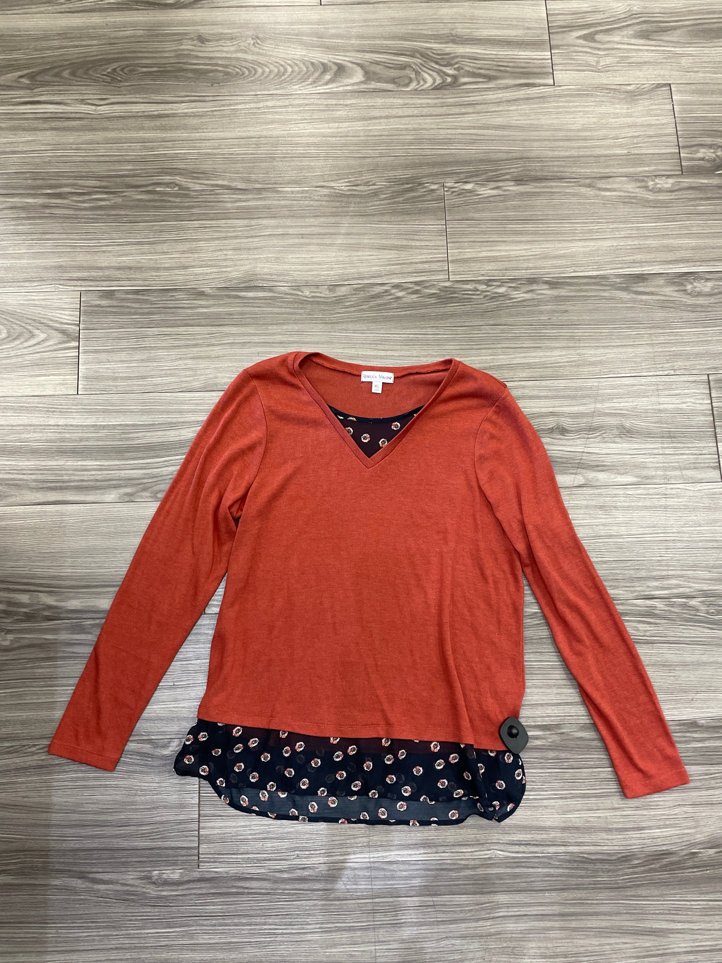 Top Long Sleeve By Rebecca Malone In Orange, Size: Xl