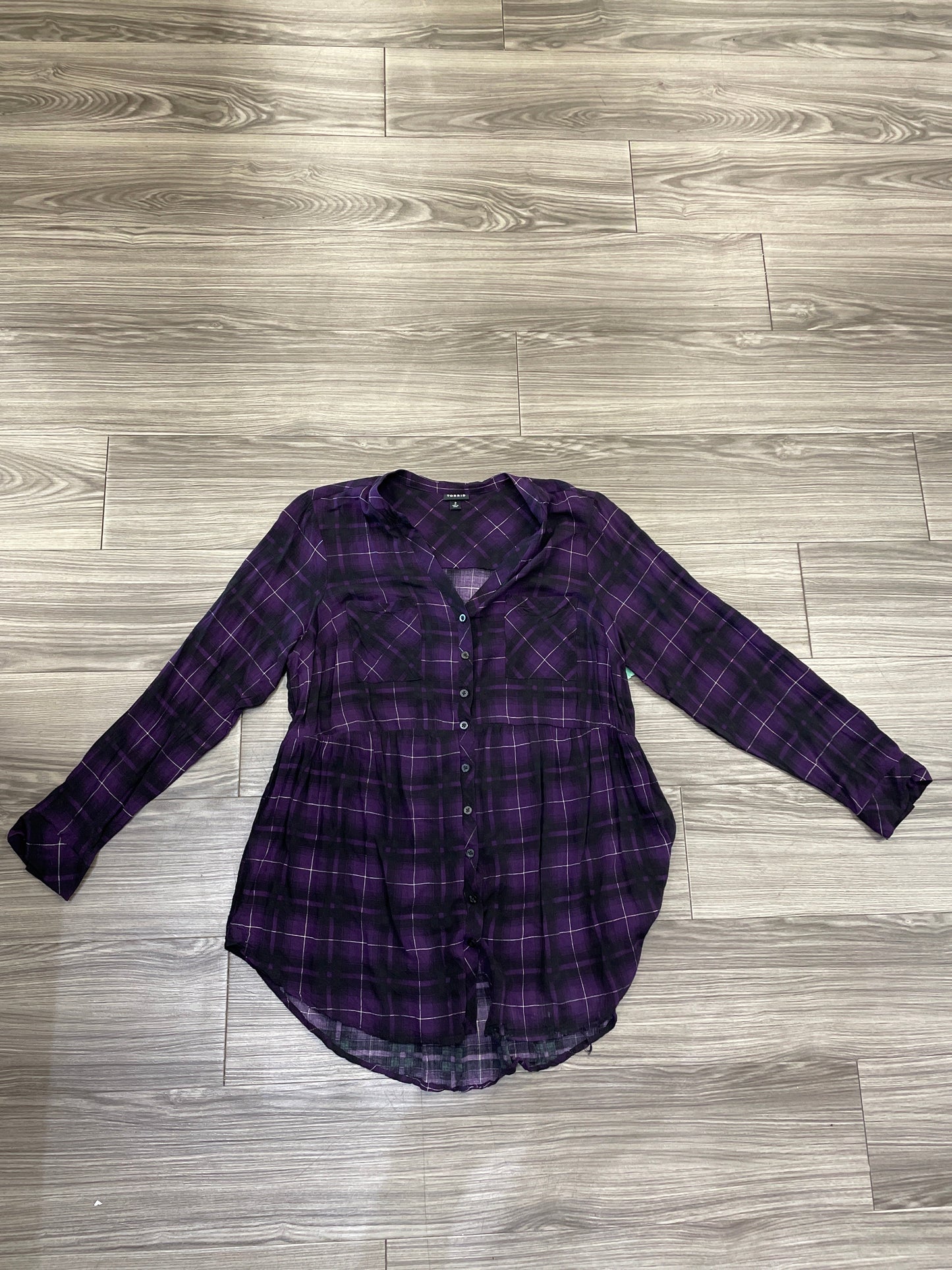 Top Long Sleeve By Torrid In Purple, Size: 2x