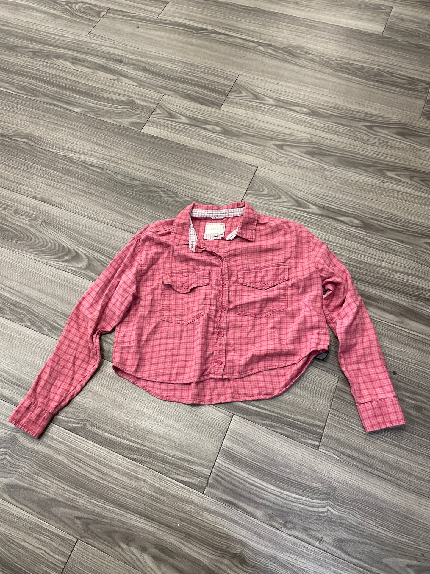 Top Long Sleeve By American Eagle In Pink, Size: M