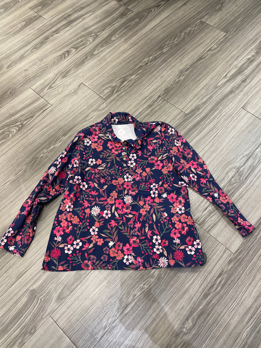 Top Long Sleeve By Appleseeds In Floral Print, Size: 1x