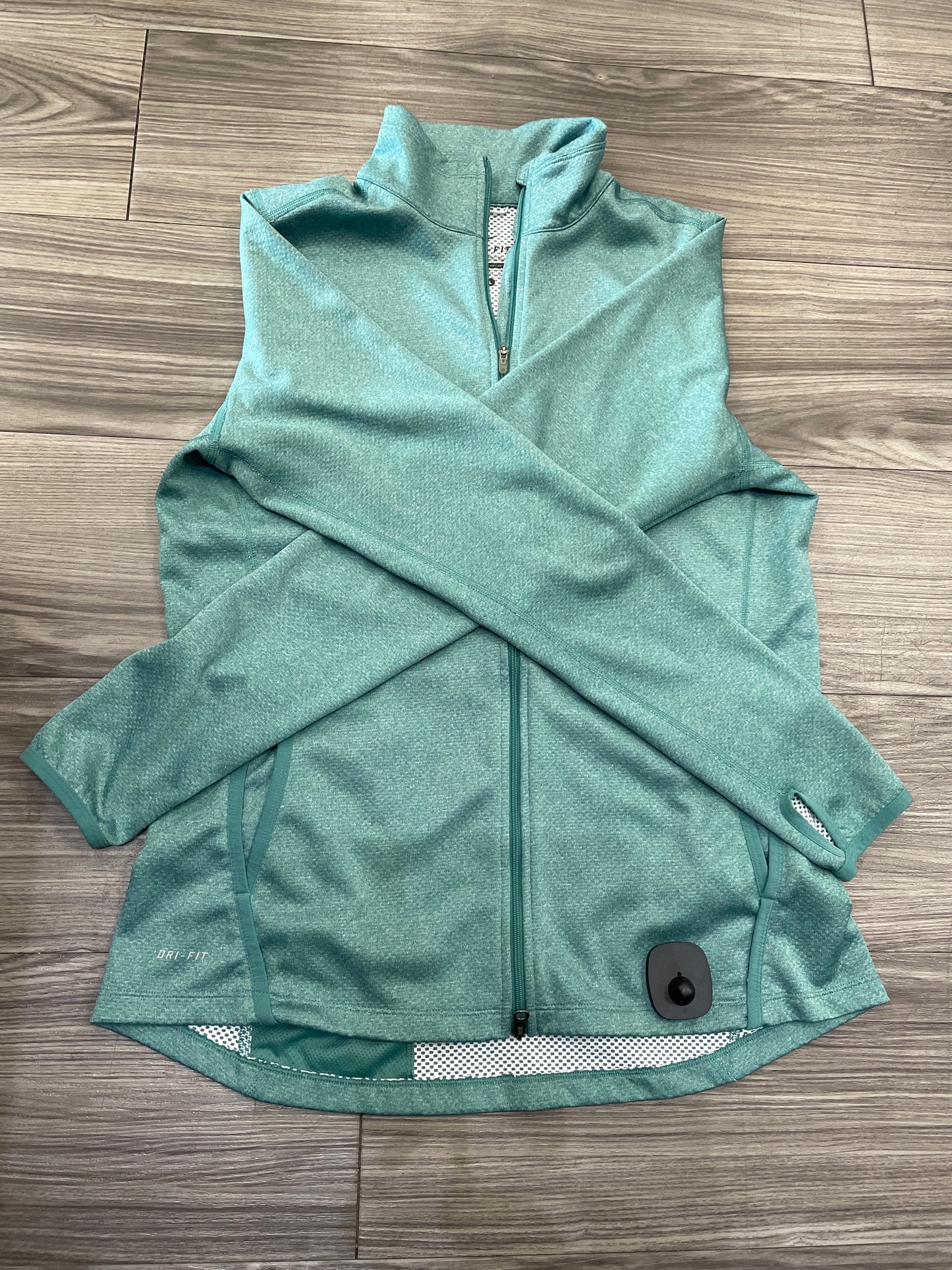 Athletic Jacket By Nike In Teal, Size: L