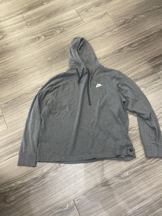 Athletic Sweatshirt Hoodie By Nike In Grey, Size: L