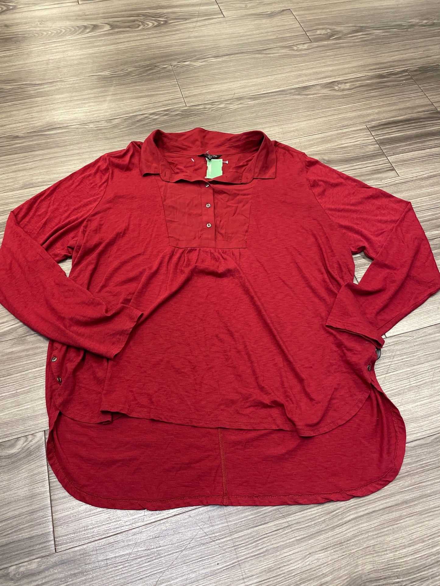 Top Long Sleeve By Lucky Brand In Red, Size: Xl